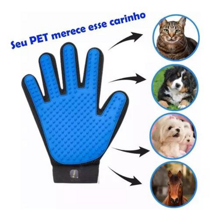 Luva Escova Removedora de Pelos Para Cães Gatos e Pets